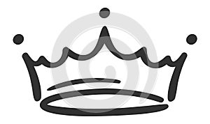Hand drawn crown symbolizing royalty, power, and authority, perfect for use in logos, icons, or as decorative elements in various photo
