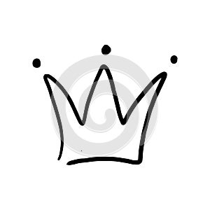 Hand drawn crown vector doodle symbol queen. Luxury sketch art royal icon king and majestic royalty tiara monarch sign. Monarch