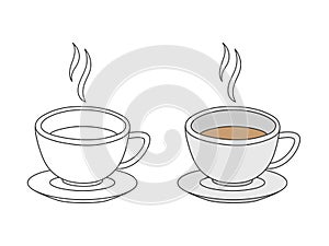 Hand drawn cup of coffee doodle icon isolated vector illustration