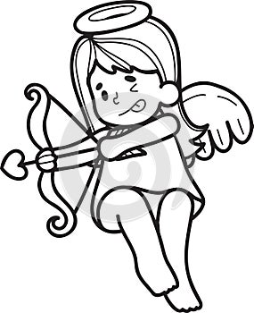 Hand Drawn Cupid is shooting an arrow illustration