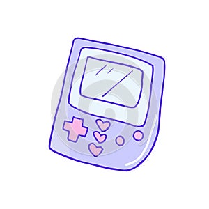 Hand drawn cute 90s aesthetic girl retro electronic game device