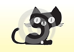 Hand drawn cute black cat photo