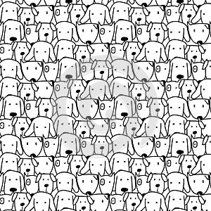 Hand Drawn Cute Dog Vector Pattern. Doodle Art.