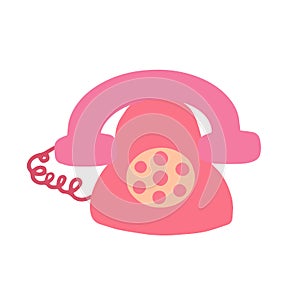 Hand-drawn cute isolated clipart illustration of y2k old rotary phone