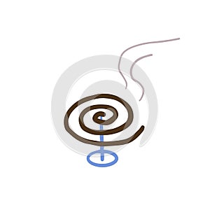 Hand drawn cute mosquito spiral artwork, Japanese traditional black burning mosquito coil.