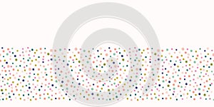 Hand drawn cute polka dot confetti border pattern. Summer vector seamless background. Pastel party illustration. Tiny circles home