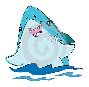 Hand drawn cute shark vector illustration. Sketch fish sea. Childish print design for fabric, t-shirts, poster, background