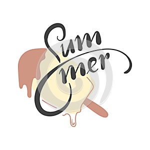 Hand Drawn Cute Summer Letter with Ice Cream Background