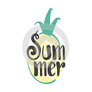 Hand Drawn Cute Summer Season with Pineapple Background