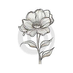 Hand drawn dahlia flower. Vector illustration