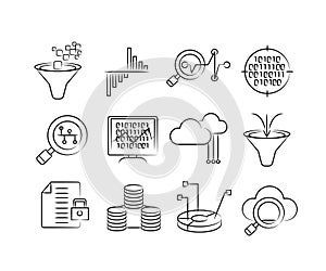 Hand drawn data analytics icons