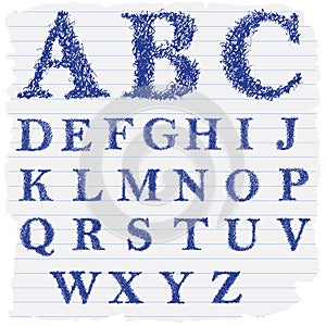 Hand drawn decorative english letters