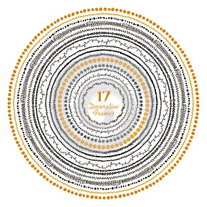 Hand drawn decorative frames set. Vector illustration of 17 cute frames in tribal style.