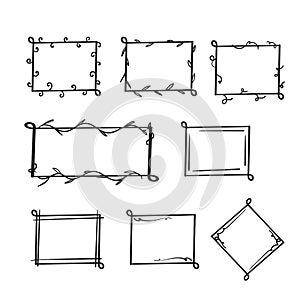 Hand drawn Decorative ornamental frames and borders. Floral calligraphy decoration with vintage royal elements and divided swirls