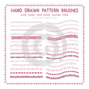 Hand drawn decorative paintbrushes set