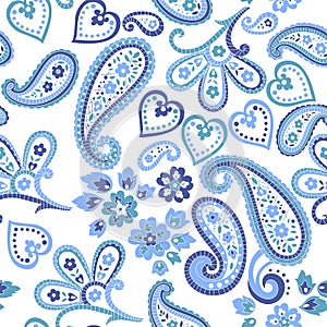 Hand drawn decorative seamless pattern with paisley