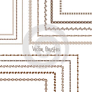 Hand drawn decorative vector borders and brushes