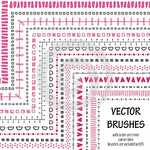 Hand drawn decorative vector brushes.