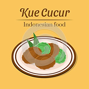 Hand drawn delicious kue cucur traditional indonesian food snack vector design photo