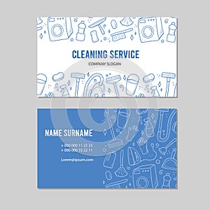 Hand drawn design visiting card for cleaning service