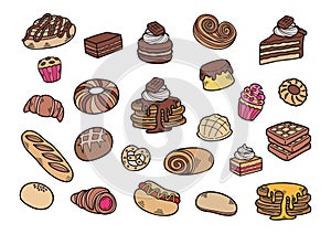 hand drawn dessert bakery collection