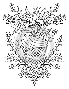 Hand drawn dessert coloring page, Desser vector