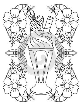 Hand drawn dessert coloring page, Desser vector