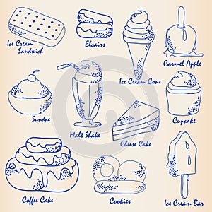 Hand Drawn Desserts Icon Set