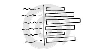 Hand-drawn diagram of horizontal bars with captions.