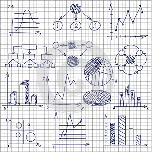 Hand-drawn diagrams on notebook sheet