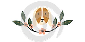 Hand drawn dog banner Vector Illustration.