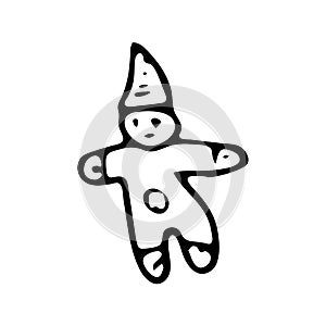 Hand drawn doll doodle. Sketch children`s toy icon. Decoration e