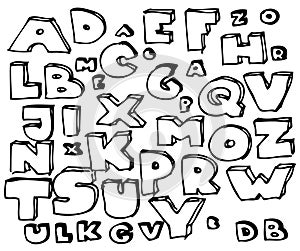 Hand drawn doodle alphabet