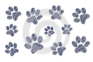 Hand drawn doodle of animal paw prints