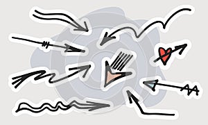 Hand-drawn doodle arrows vector set.