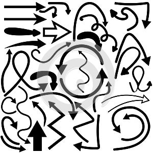 Hand-drawn doodle arrows vector set