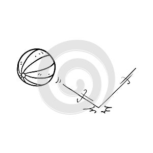 Hand drawn doodle ball bounce illustration icon isolated