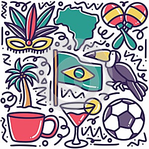 hand drawn doodle brazil holiday