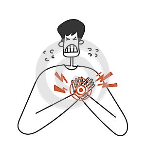 hand drawn doodle chest pain illustration vector