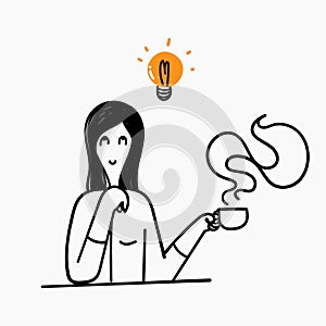 hand drawn doodle coffee with idea illustration vector