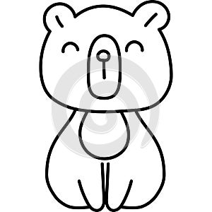 Hand drawn doodle cute bear clip art illustration for kid coloring