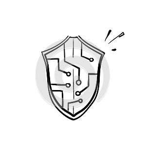 Hand drawn doodle cyber security icon illustration vector