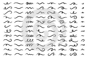 Hand drawn doodle decorative collection of squiggly lines isolated on white background vector illustration photo