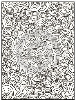 Hand drawn Doodle Difficult Circle Abstract Adult Coloring book page.