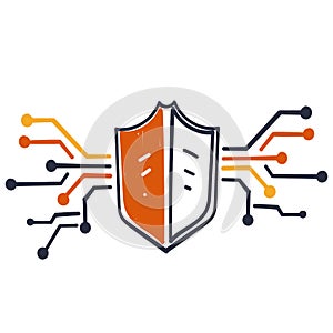 hand drawn doodle digital shield illustration vector