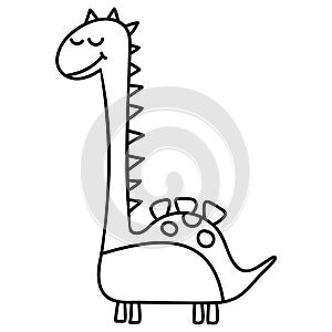 Hand drawn doodle dinosaurus for kid coloring fun and cute drawing illustration