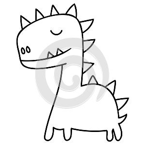 Hand drawn doodle dinosaurus for kid coloring fun and cute drawing illustration