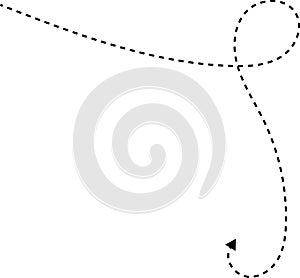 Hand drawn doodle dotted arrows. Hand drawn freehand cartoon different curved lines, swirls arrows. Doodle, sketch style. Vector