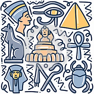 hand drawn doodle egypt holiday