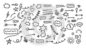 Hand Drawn Doodle Elements Black and White Collection